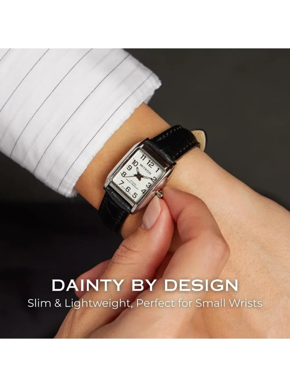 Women's Arabic Silver Case White Dial Dainty Vintage Tank Classic Square Watches